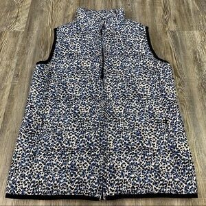 J. Crew Blue Black Cheetah Print Puffer Vest SZ XS